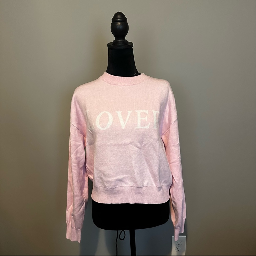 NWT Taylor Swift Lover Stella Tweed Pink Crewneck